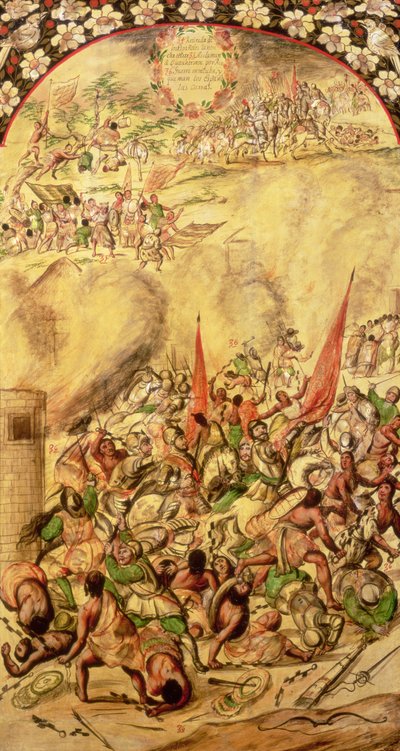 Conquest of Mexico: the Spaniards retreating, 1st July 1520 by Miguel and Juan Gonzalez